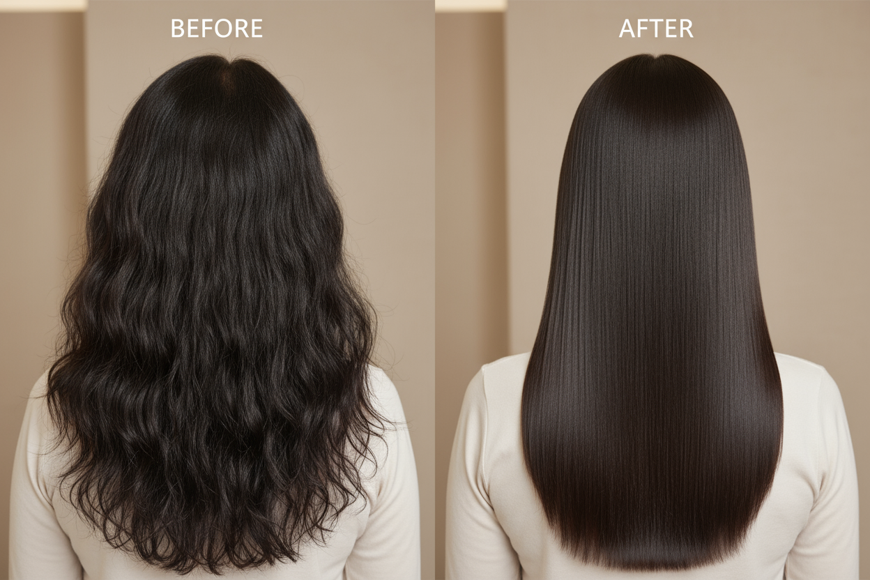 Hair Permanents & Straighteners - Indian hair before and after